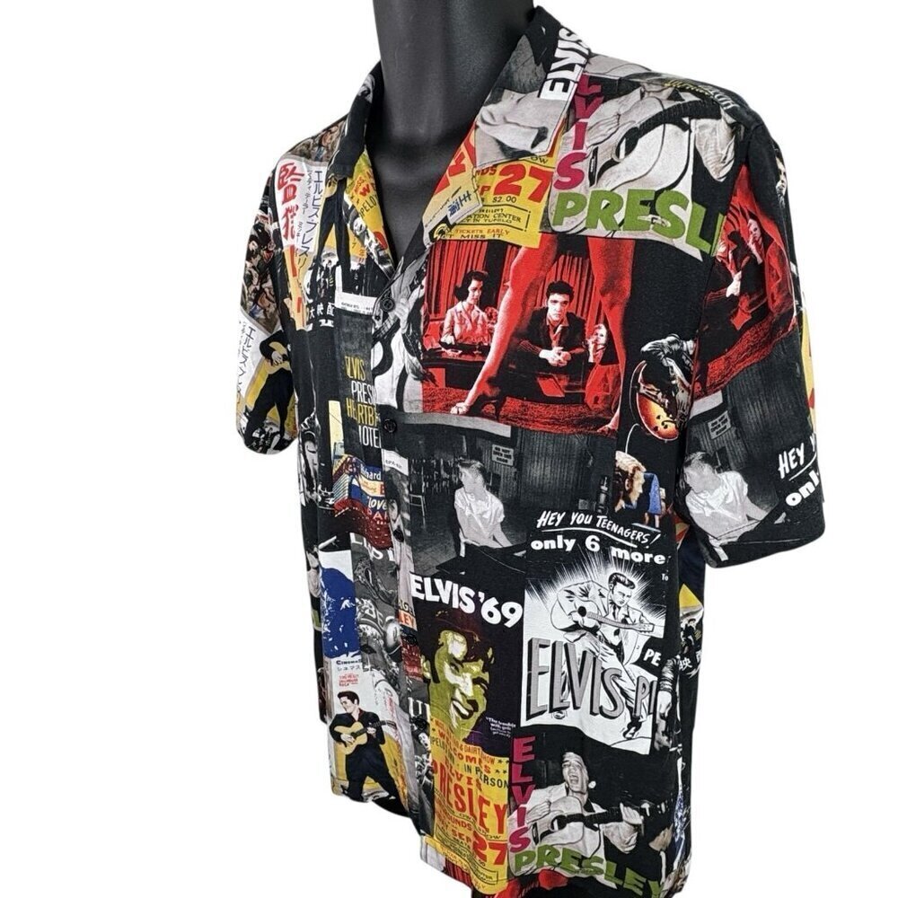 Forever 21 Elvis Presley Pictorial Ltd Ed Short Sleeve Button Down Shirt Men M - Picture 3 of 8